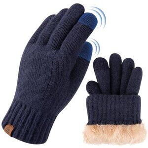 Men's Winter Gloves  Touch Screen Knit Lining Thermal Elastic Mittens